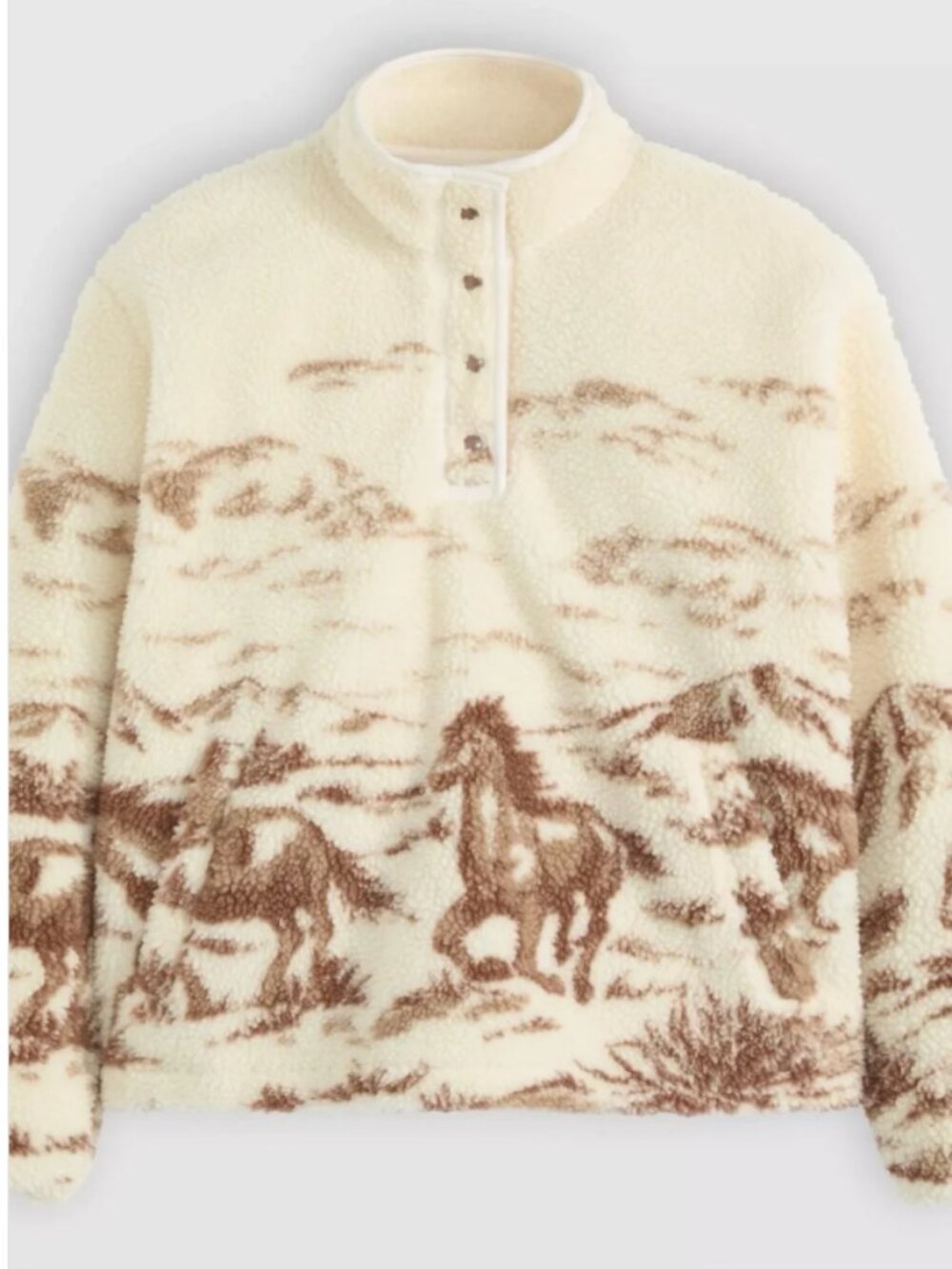 Levi's Kasey Cream and Brown Scenic Sherpa Turtleneck Pullover